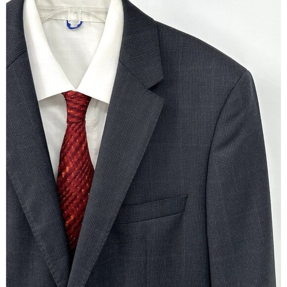 HUGO BOSS jacket blazer sport coat james4/sharp6 100% wool glen plaid gray 40R - Picture 1 of 10